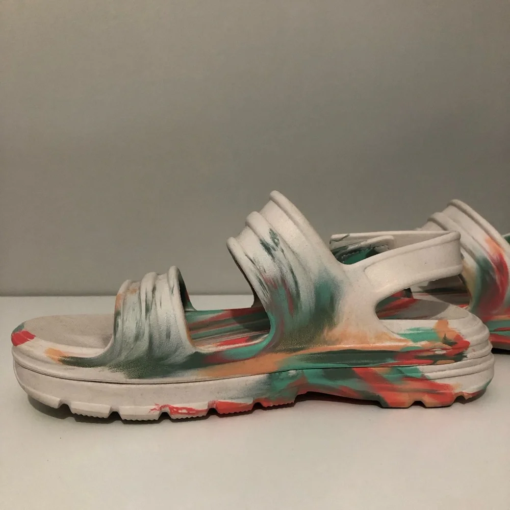 Hunter Bloom Algae Foam Slide Sandals White Marbled Tie Dye Women’s US 10 UK 8